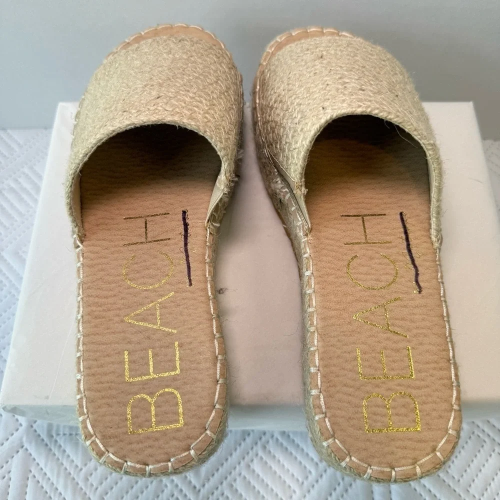 Beach By MATISSE Natural Del Mar Raffia Platform Sandals Size 8